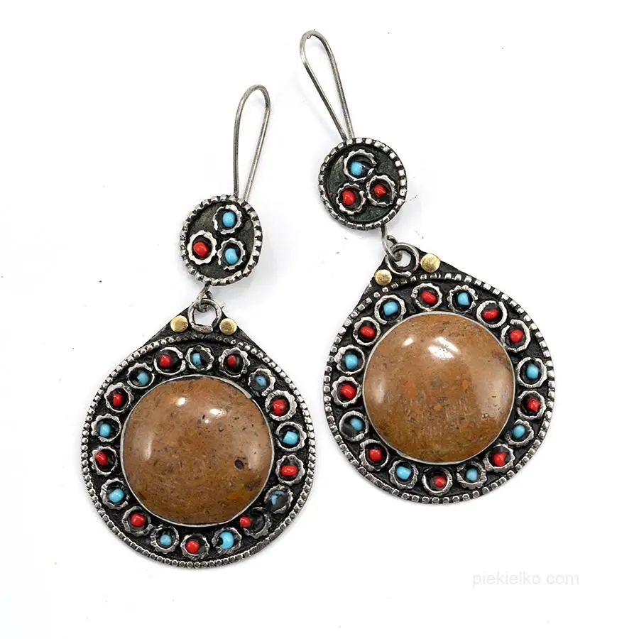 Pakistani earrings - brown jade