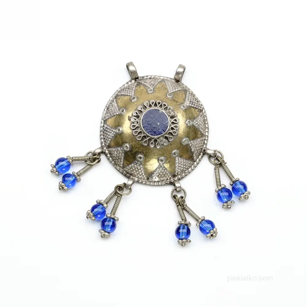 Kazakh pendant with lapis and beads - ethnic oriental amulet