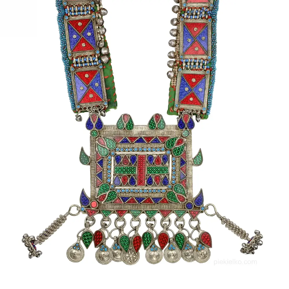 Afghan Alochi Nava Necklace with Colored Glass