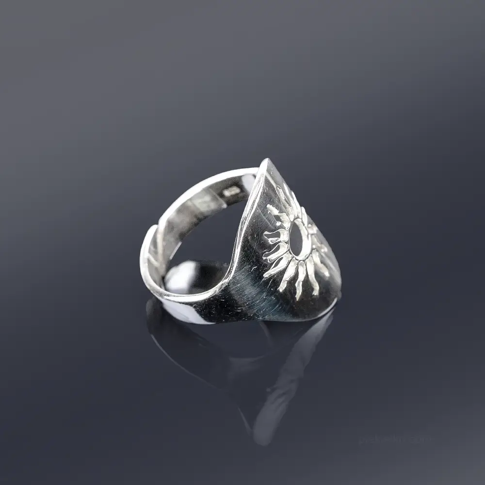 Silver ring with a sun motif – India