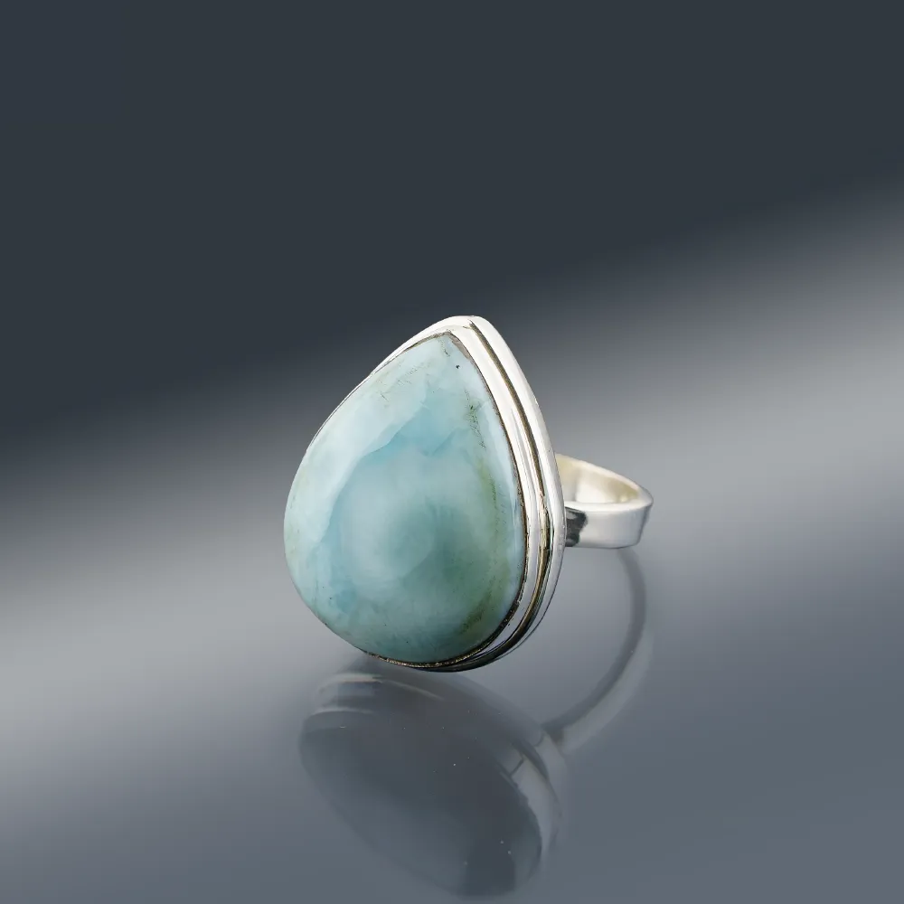 Larimar Teardrop – Sterling Silver Ring 925