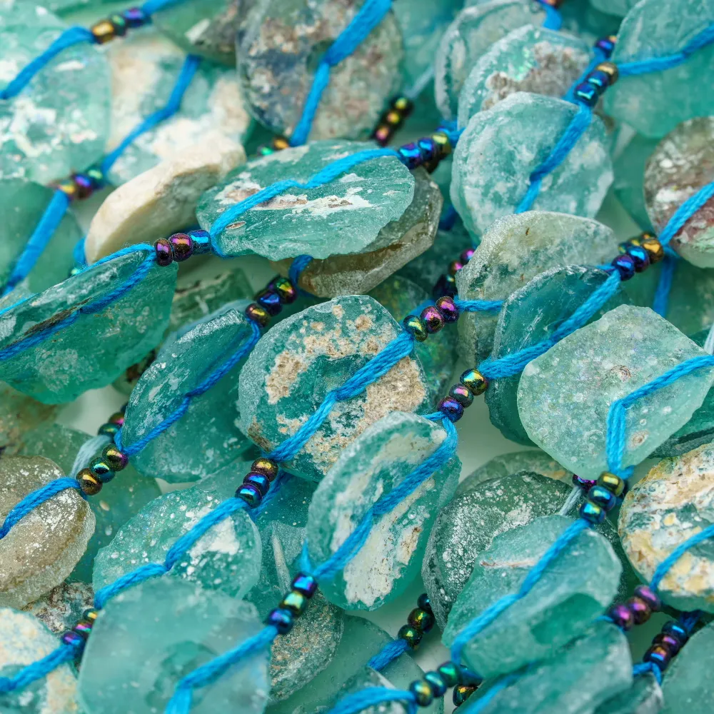 Ancient Roman Glass Beads – Flat Turquoise Discs