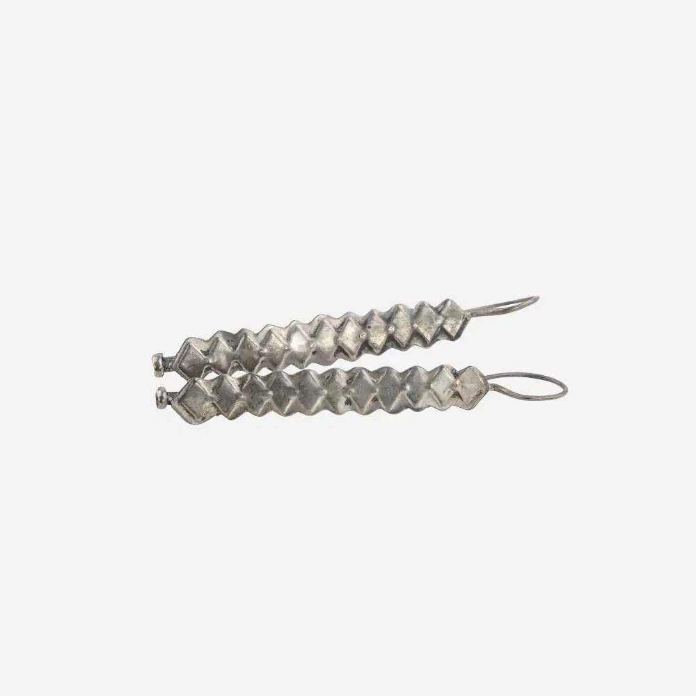 Afghan Wavy Silver Earrings