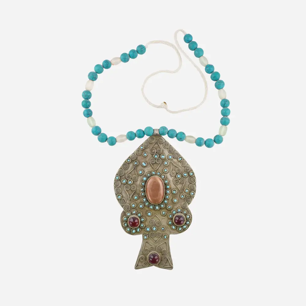 Turkmen Asyk Necklace with Colored Glass