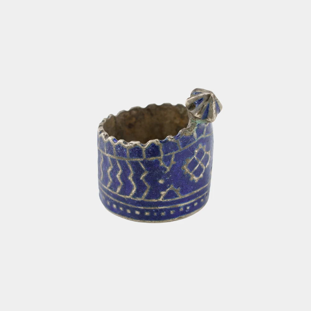 Multan Ethnic Ring – Silver with Blue Glass – Pakistan