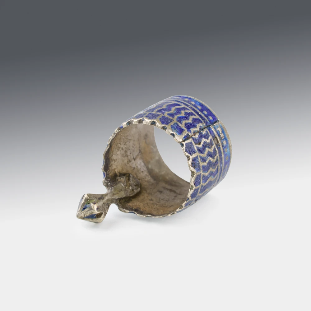 Multan Ethnic Ring – Silver with Blue Glass – Pakistan