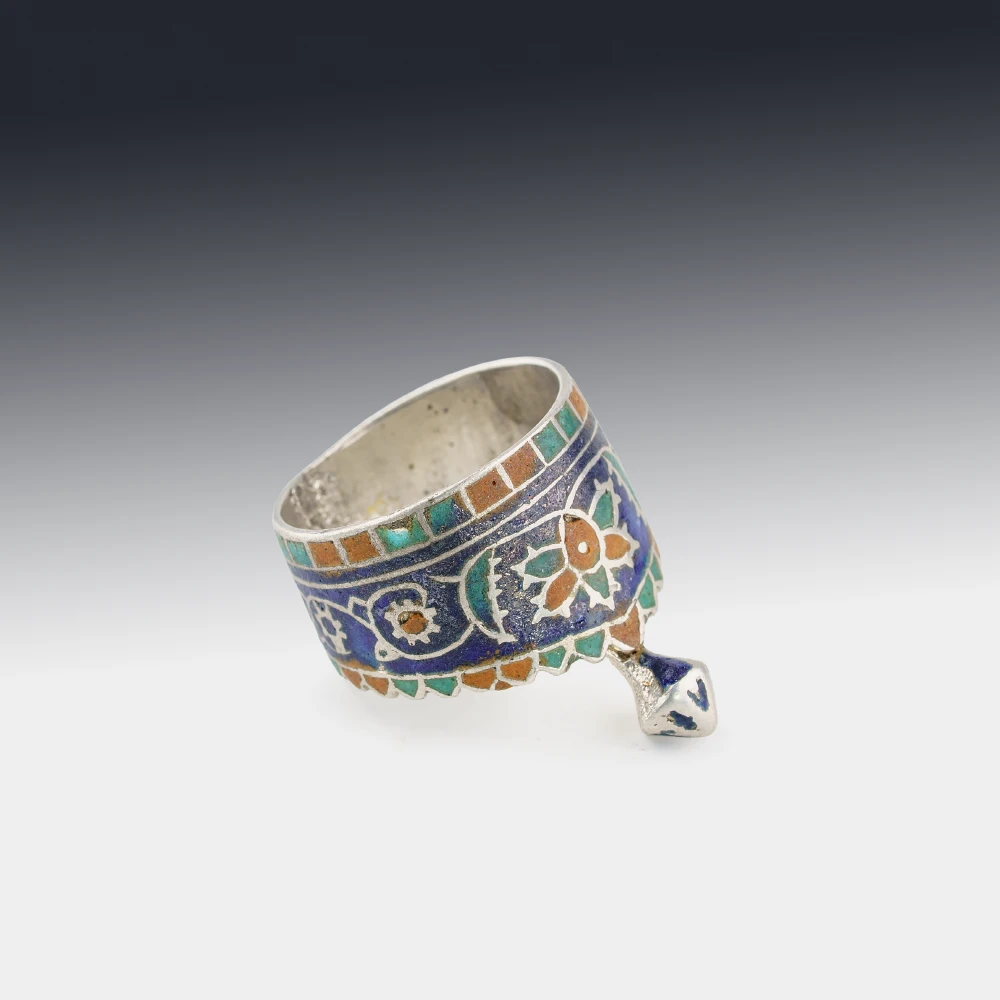 Silver Ring from Multan, Polychrome, Pakistan