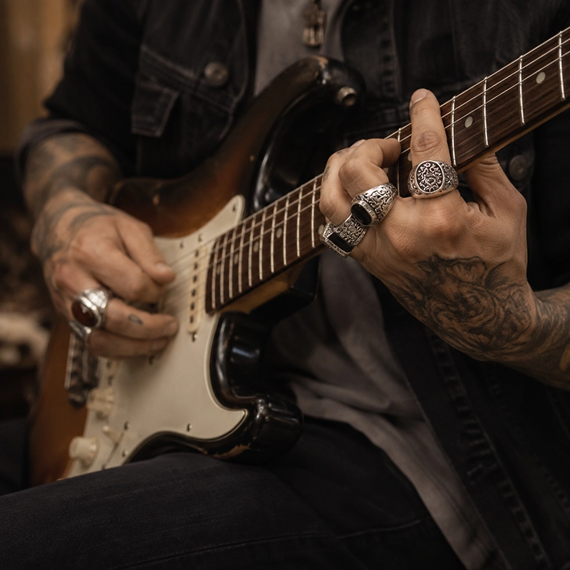 gitarzysta rockman z sygnetami