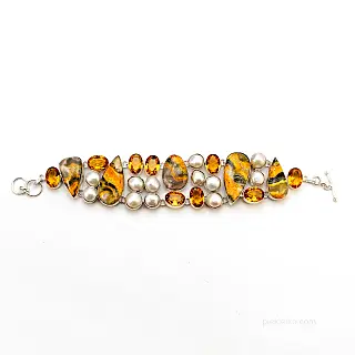 Bransoleta bumblebee cytryn i perła