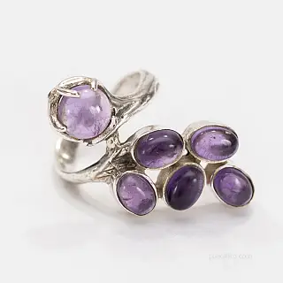 Silver power ring with amethyst