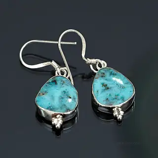 Natural turquoises - silver earrings