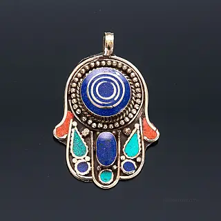 Zawieszka hamsa z tybetańskiego srebra