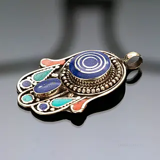 Zawieszka hamsa z tybetańskiego srebra