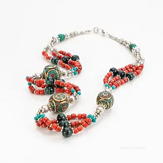 Light Nepalese necklace - a string of beads