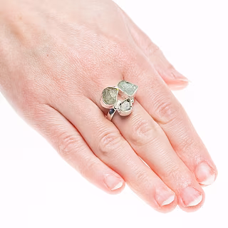 Silver-plated ring with aquamarine