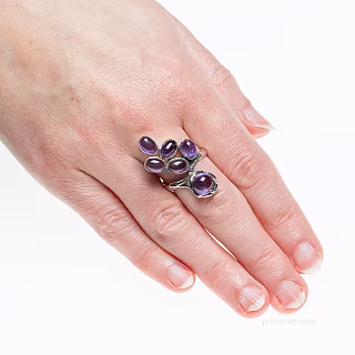 Silver power ring with amethyst