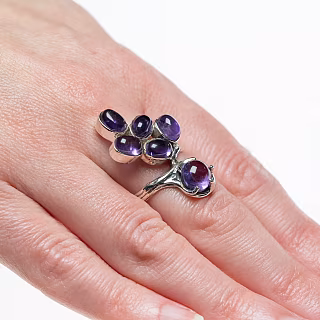Silver power ring with amethyst