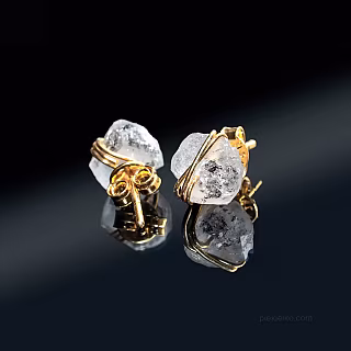 Pozłacane kolczyki z diamentem herkimer