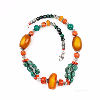 Nepalese turquoise and amber necklace