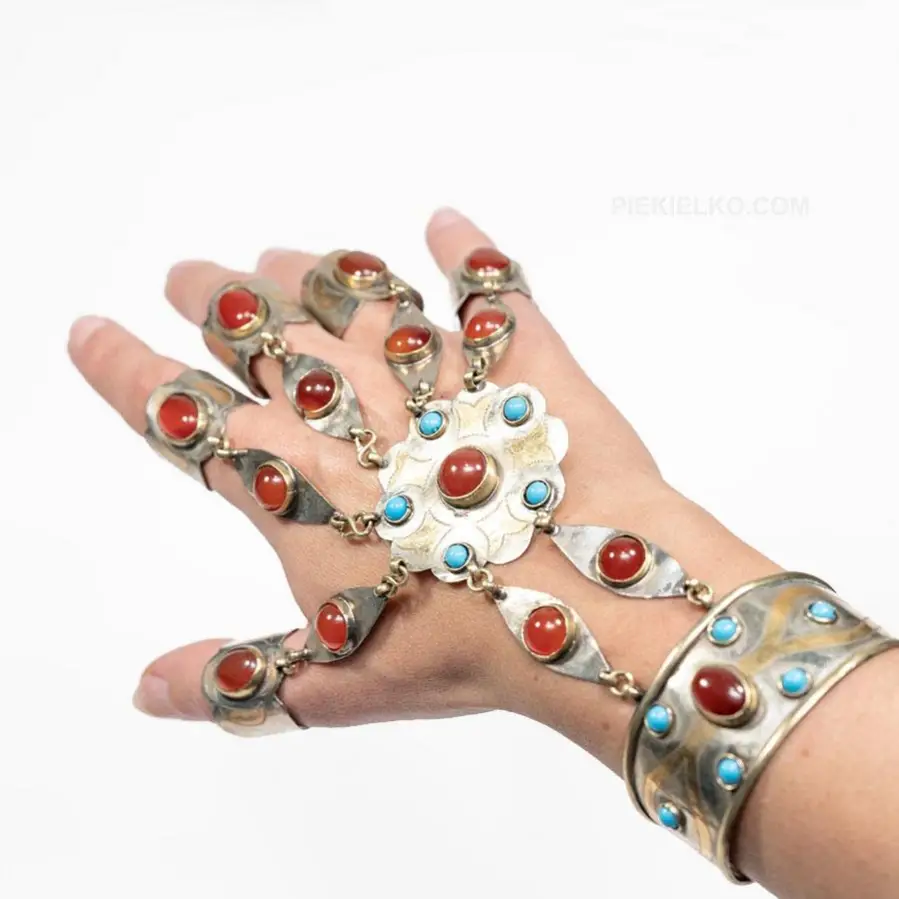 Turkmeńska pozłacana bransoleta na palce