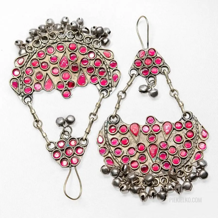 Kolczyki Kuchi z różowymi szkiełkami