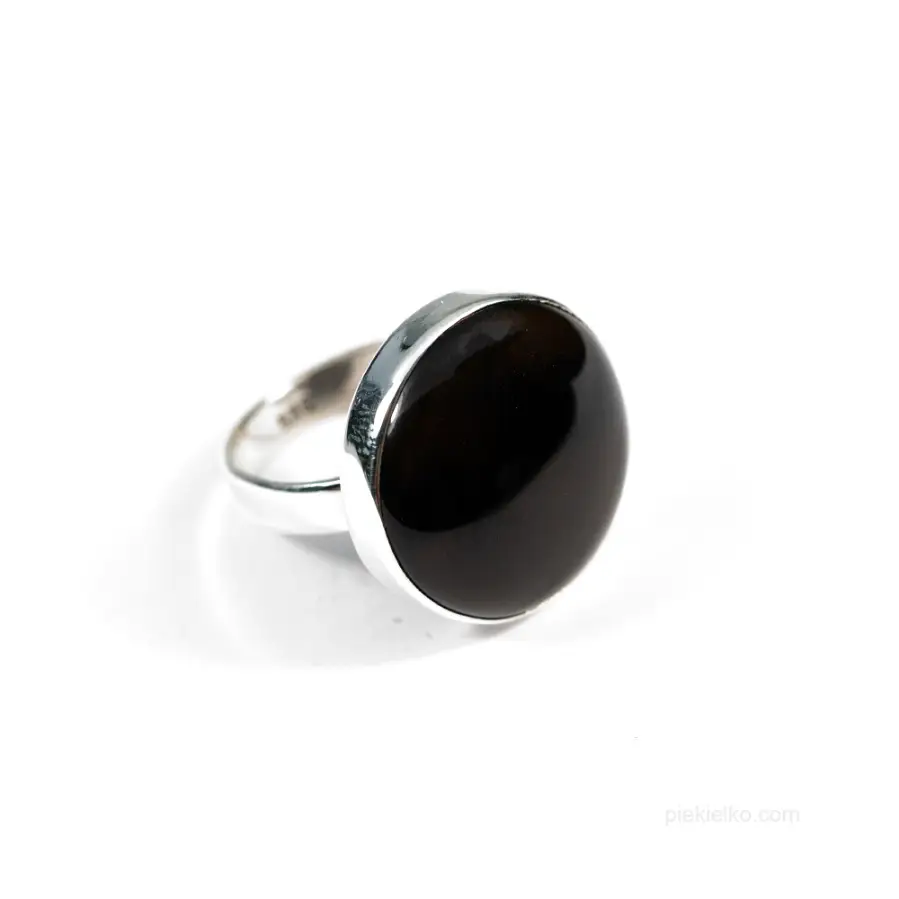 Czarny onyks srebrny pierścionek