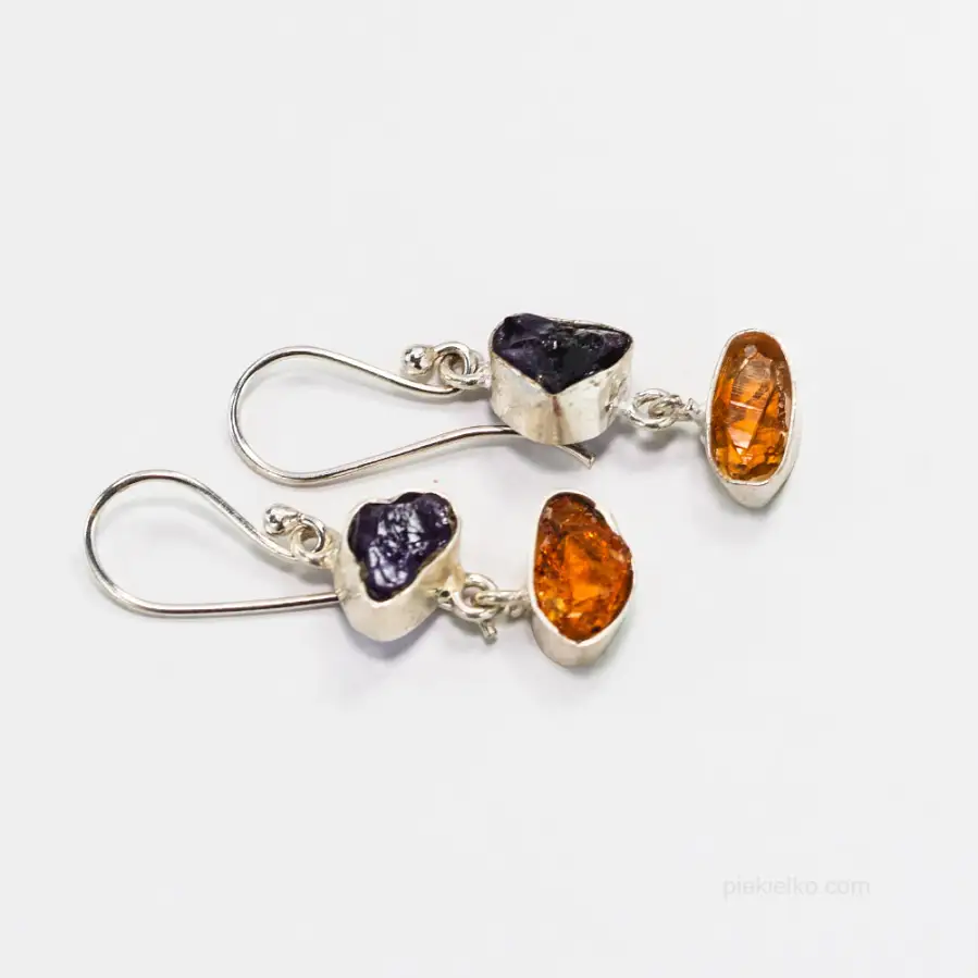 Amethyst and citrine crystal earrings