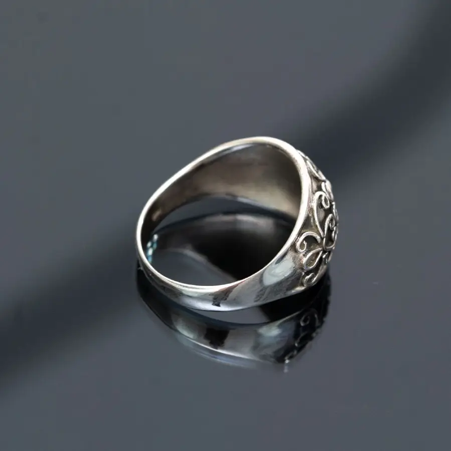 Silver Indian ring with patterns