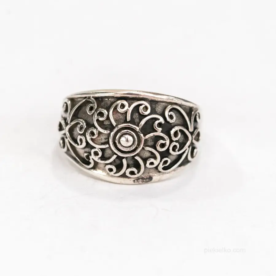 Silver Indian ring with patterns