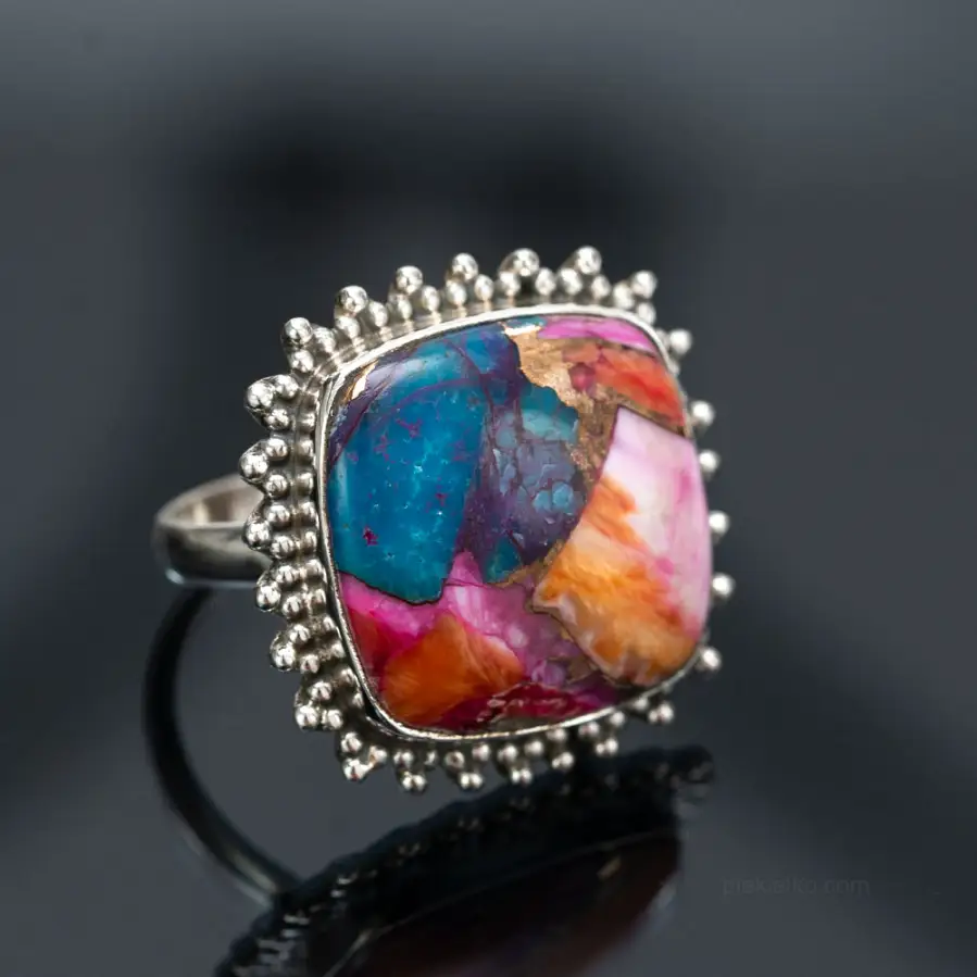 Silver ring - turquoise with copper vein