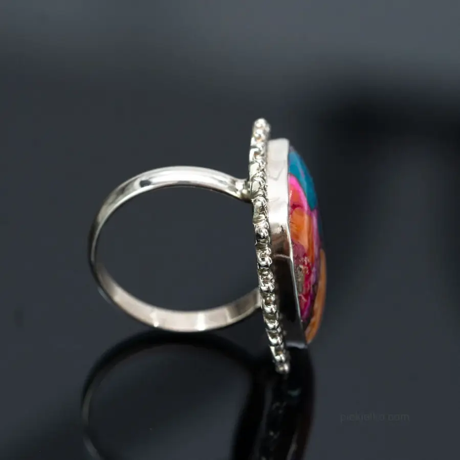 Silver ring - turquoise with copper vein