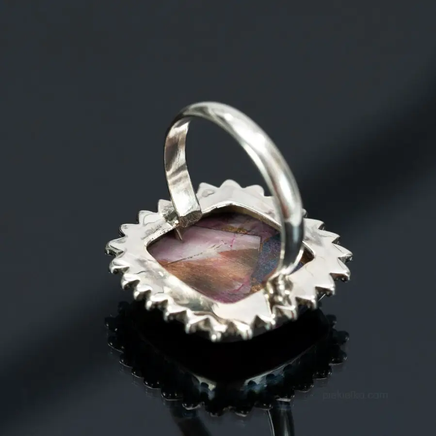 Silver ring - turquoise with copper vein