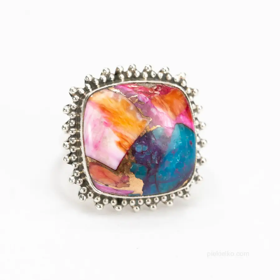 Silver ring - turquoise with copper vein