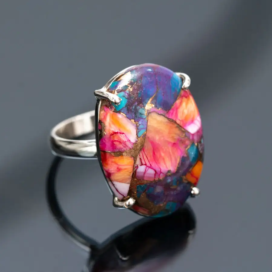 Silver ring with purple turquoise