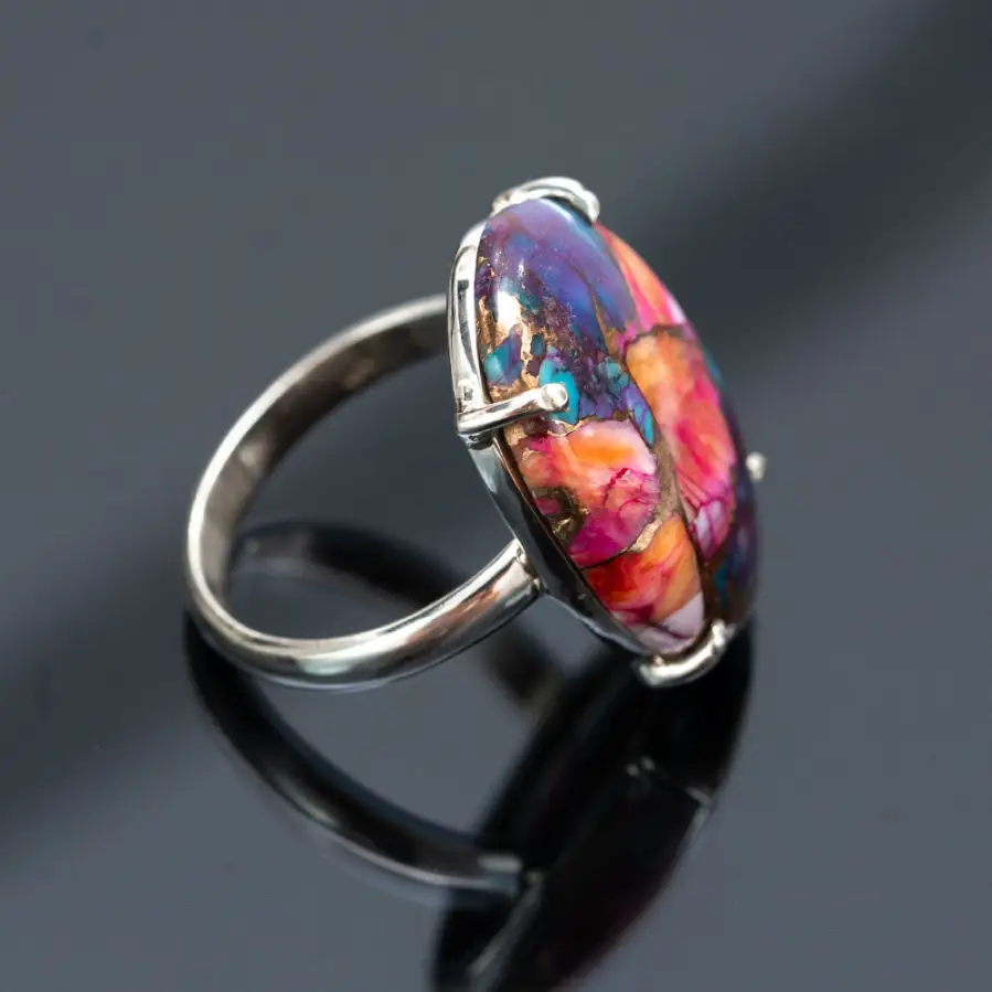 Silver ring with purple turquoise