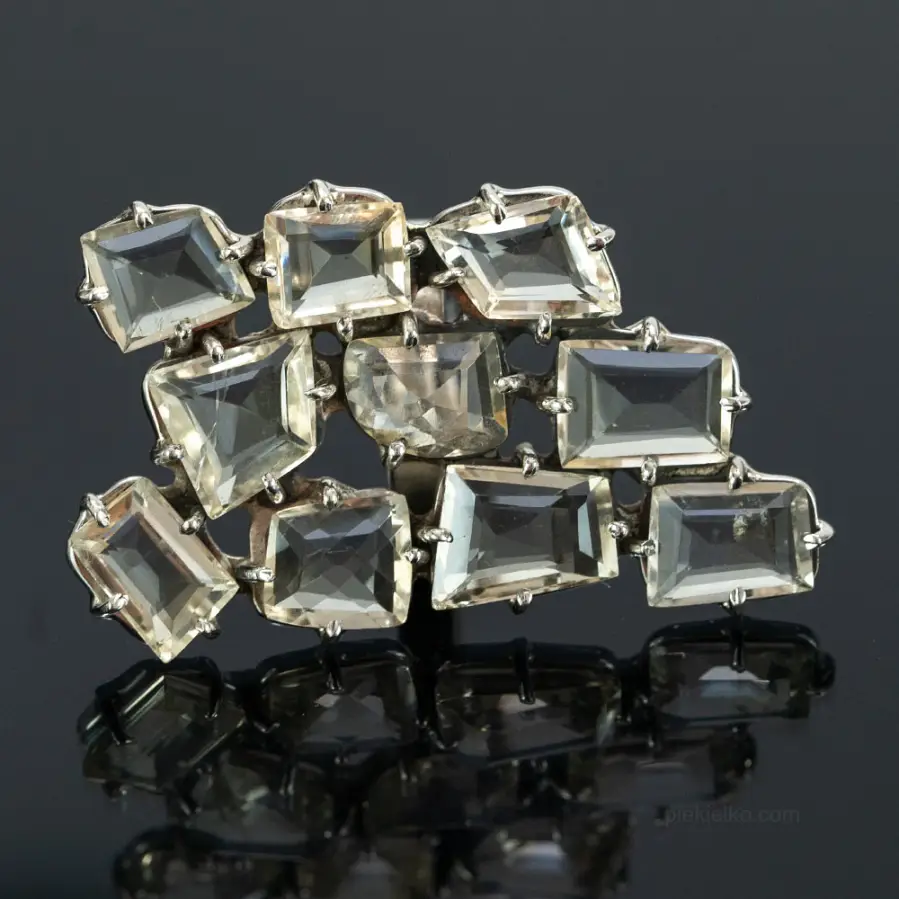 Large Silver Ring with Natural Citrine Crystals