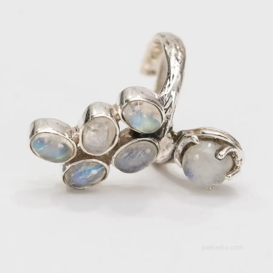 Elvish adjustable ring with moonstone