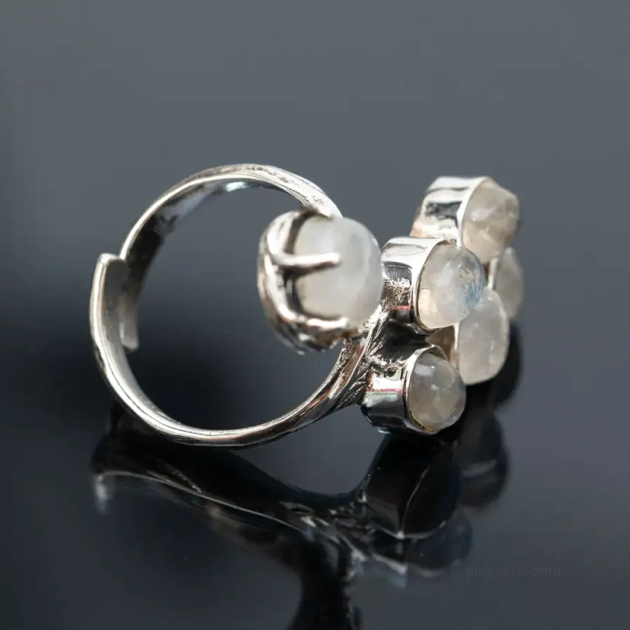 Elvish adjustable ring with moonstone