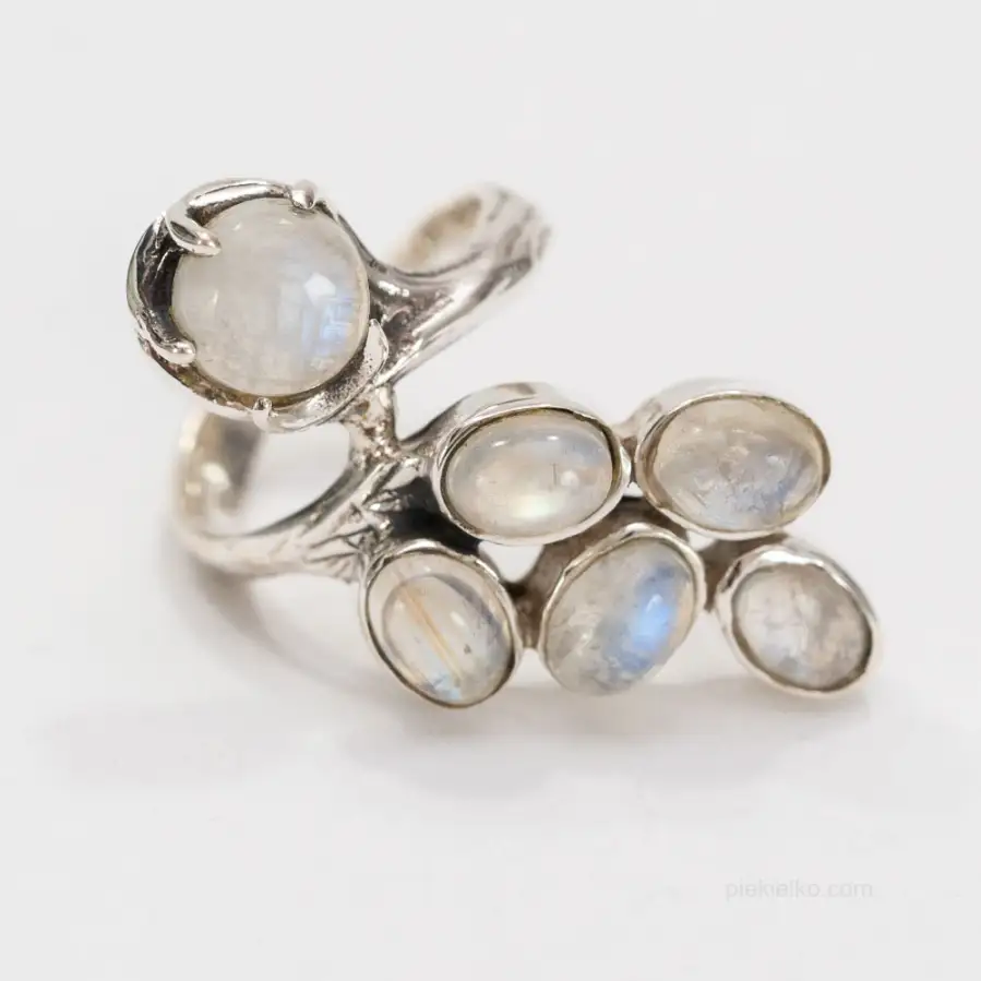 Elvish adjustable ring with moonstone
