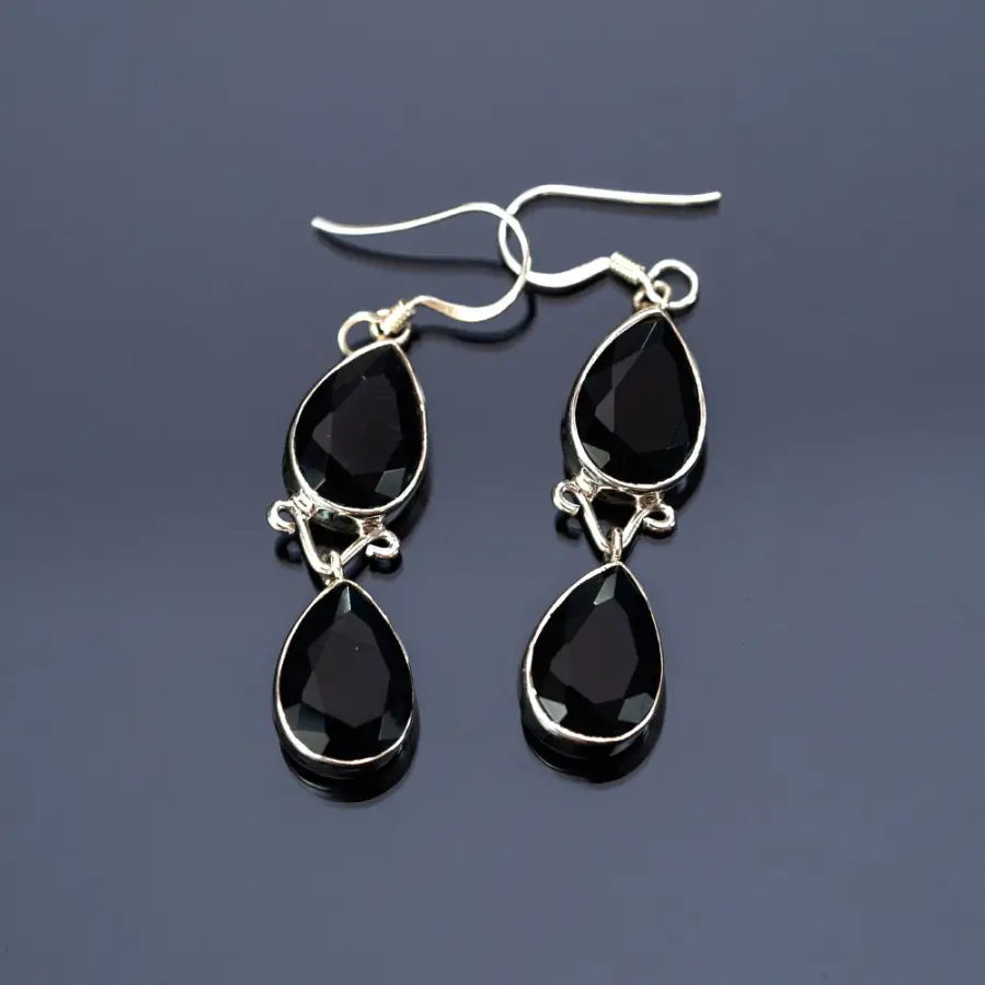 black agate earrings – dark elegance