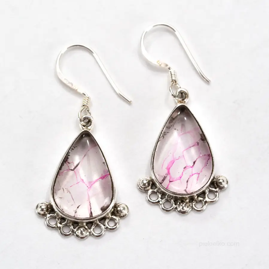 Silver earrings with cracked crystal