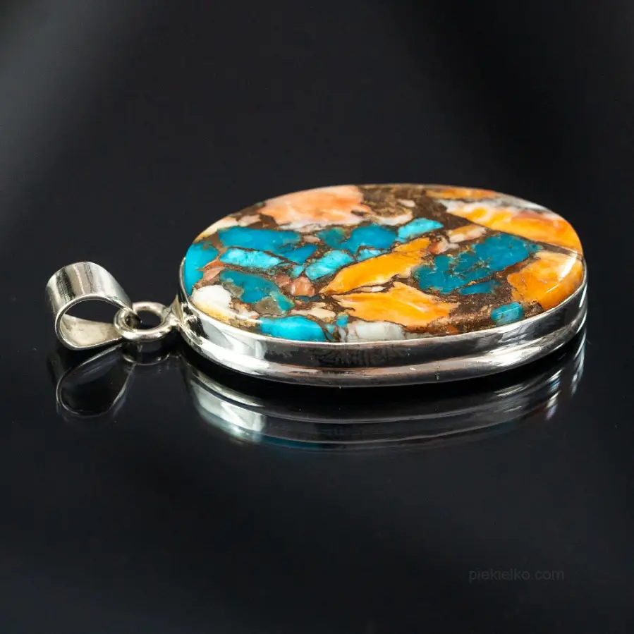 Silver pendant with turquoise - spiny oyster