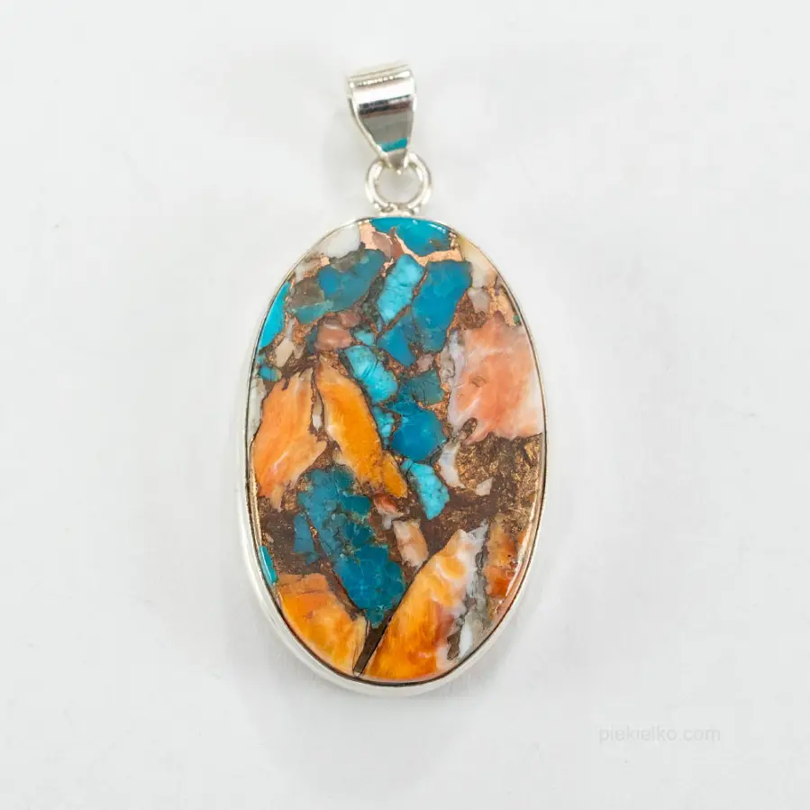 Silver pendant with turquoise - spiny oyster