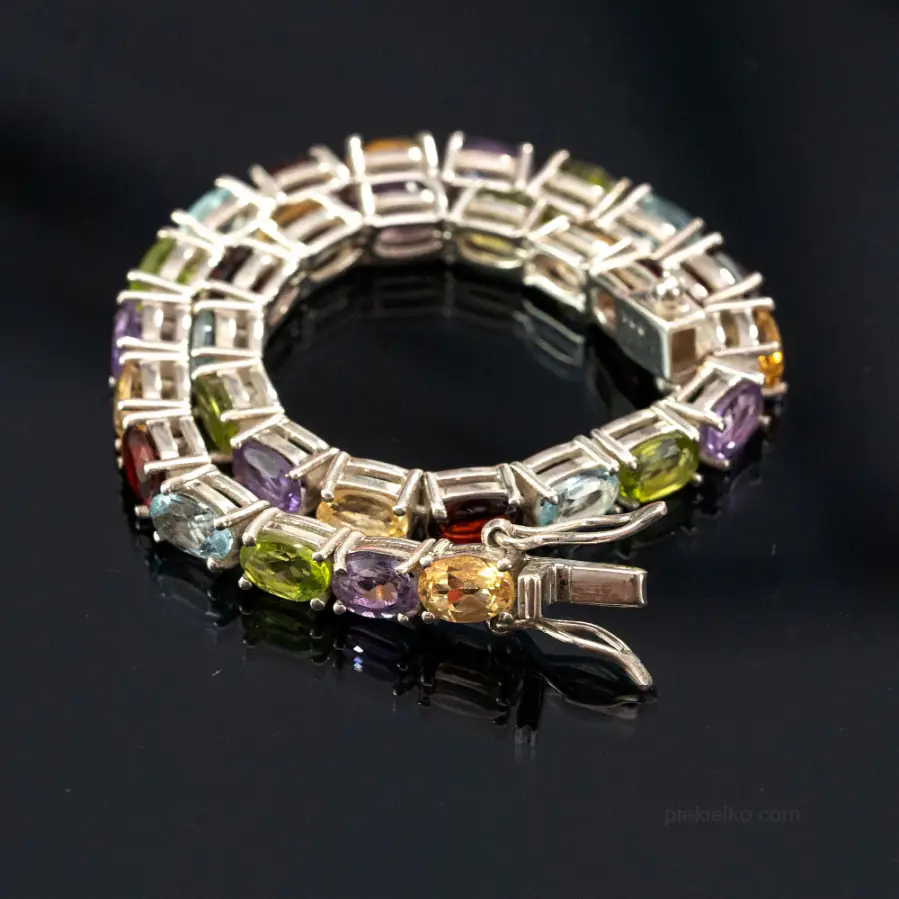 Indian silver bracelet with natural stones