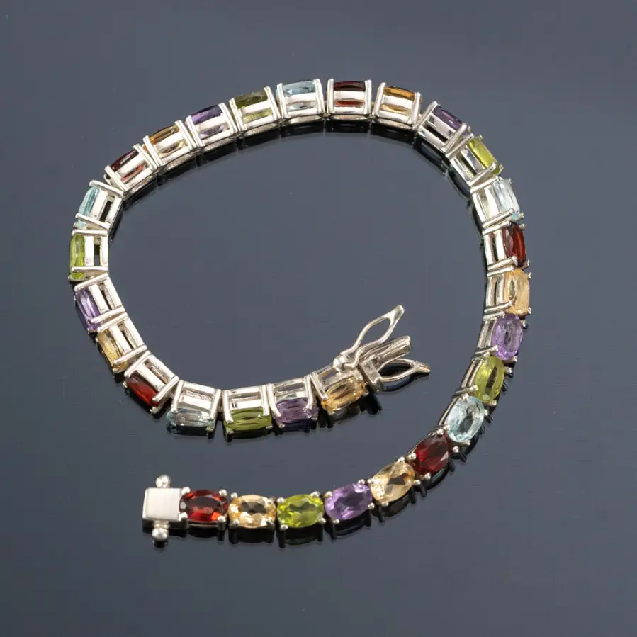 Indian silver bracelet with natural stones