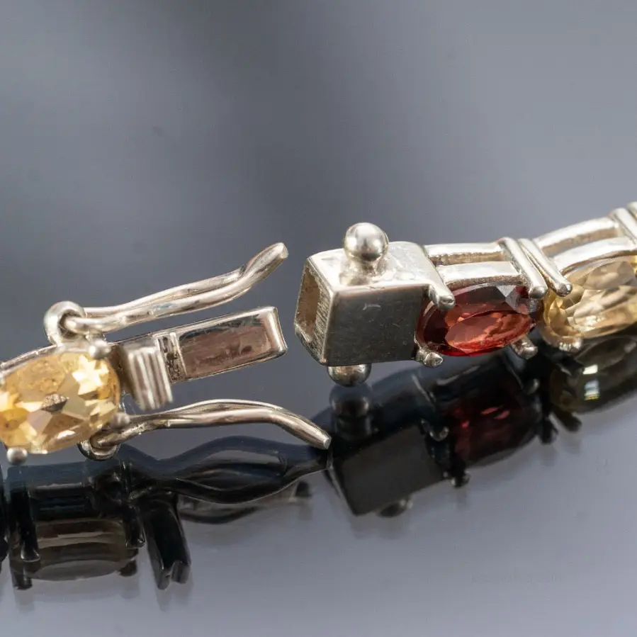 Indian silver bracelet with natural stones