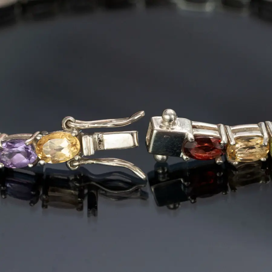 Indian silver bracelet with natural stones