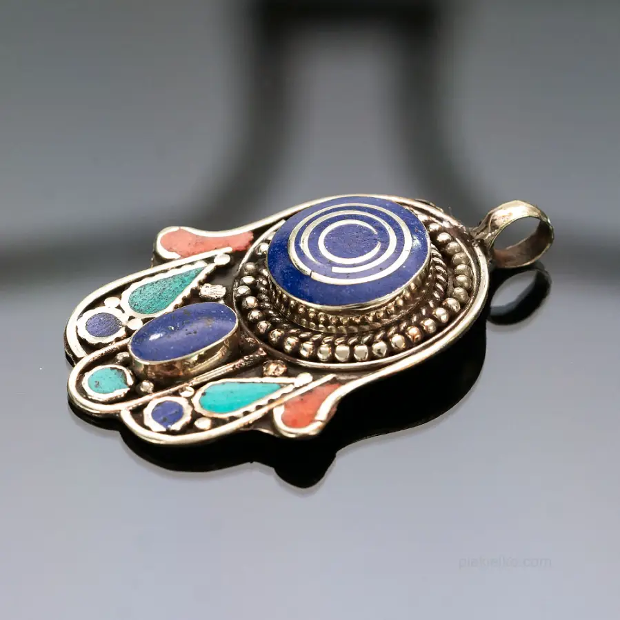 Protective hamsa pendant in Tibetan silver