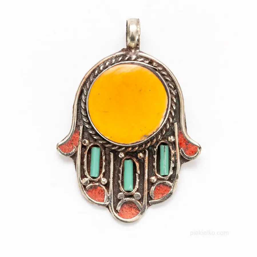 Nepalese hamsa pendant made of Tibetan silver