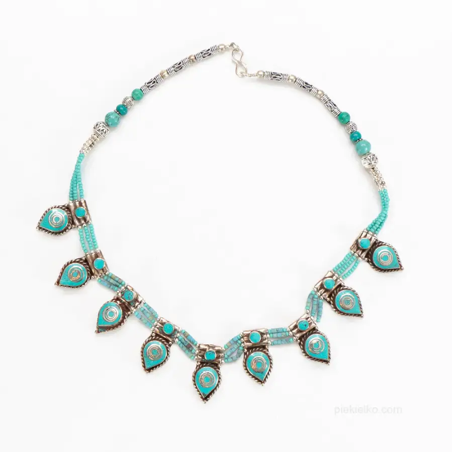 Turquoise necklace with triangular pendants